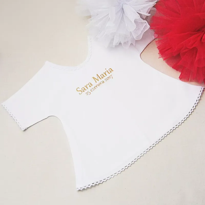 Szatka bawełniana, koszulka z bawełnianą koronką bez haftu grafiki